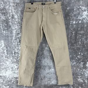 Polo Ralph Lauren Size 33/32 Hampton Relaxed Straight Leg Beige Button Zip